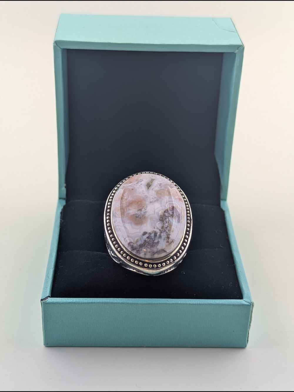 🌟 Vintage Sterling Silver Crazy Lace Agate Statement Ring ✨